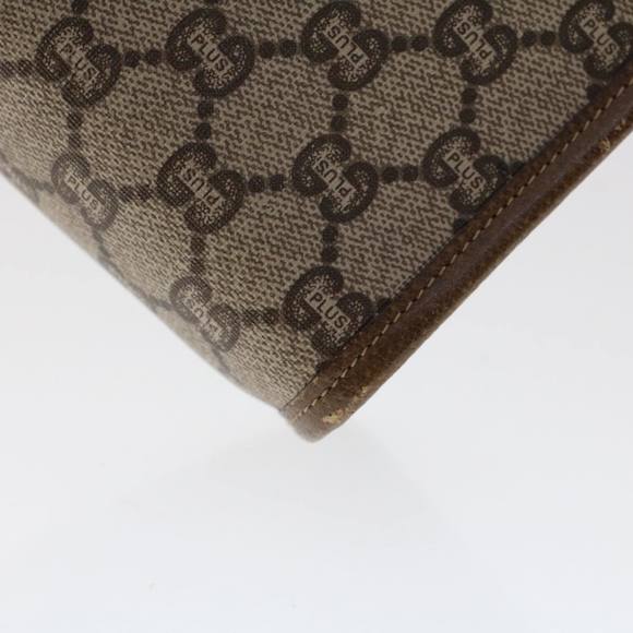 GUCCI PLUS GG Canvas Clutch Bag PVC Leather Beige Auth 50530 - Picture 7 of 16